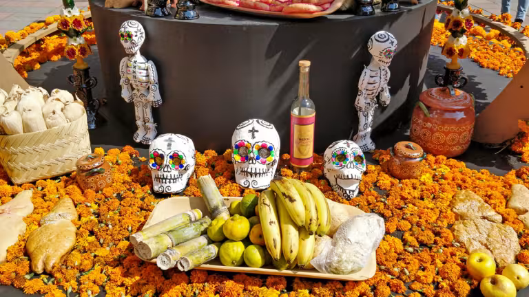 Offentligt day of the dead-altare i Mexiko City