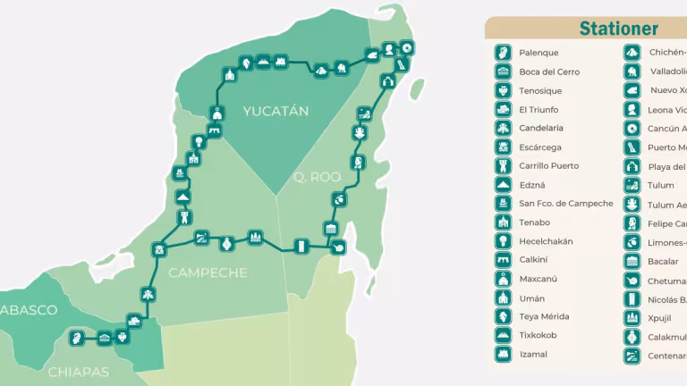 Karta över Tren Maya